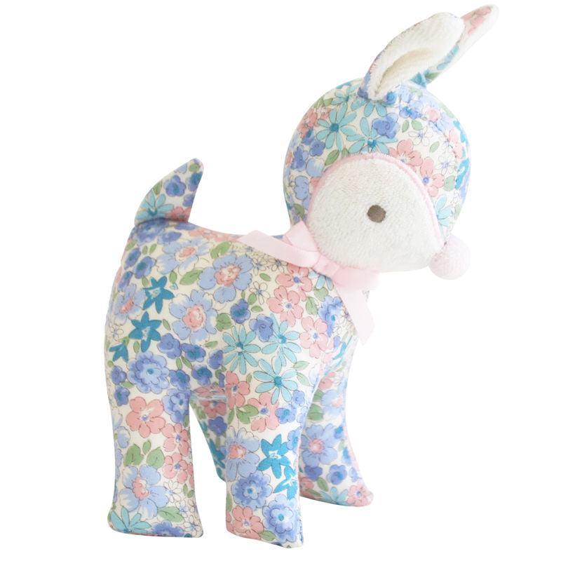Baby Deer Rattle Liberty Blue 16cm - Alimrose Alimrose
