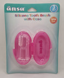 a pink toothbrush in a plastic case