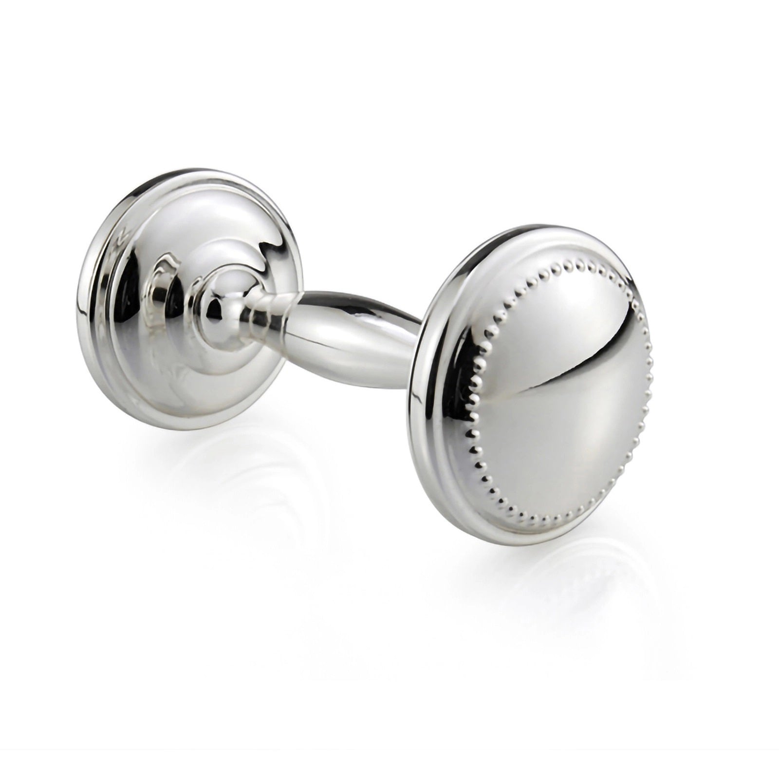 Baby Silver Plated Bead Dumbell Rattle by Whitehill White Hill