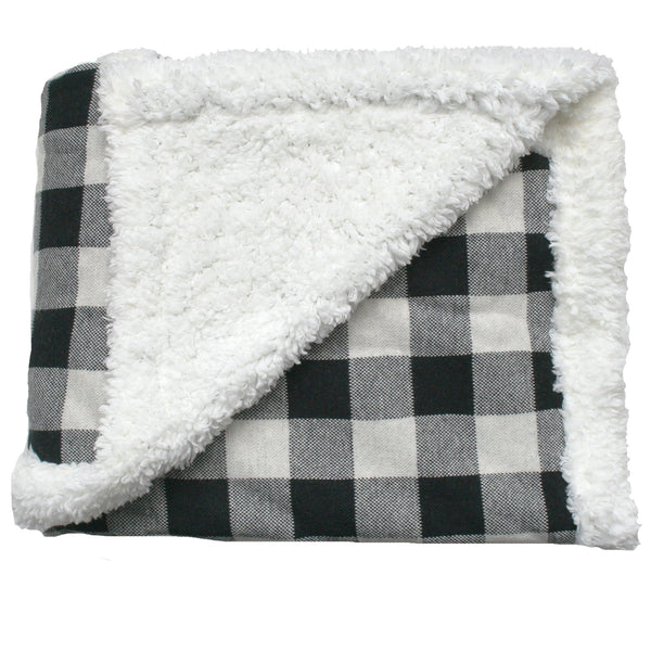 Sherpa Baby Blanket 80 x 100cm - Black Check