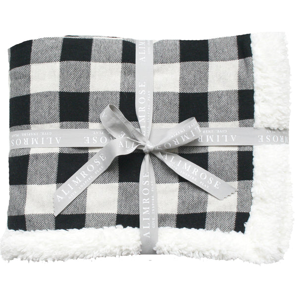 Sherpa Baby Blanket 80 x 100cm - Black Check