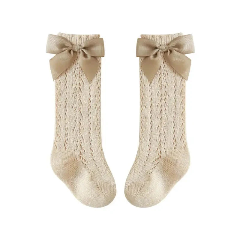 Bow Socks in Beige - By Lilvida Lilvida