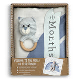Baby Welcome to the World Milestone Swaddle & Toy Bundle - Blue by Demdaco Demdaco