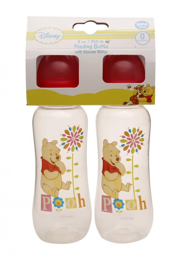 Disney Winnie The Pooh Pink Feeding Bottle 250ml - 2 Pack x 2