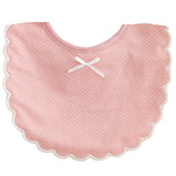 Pre Order: Scallop Edge Bib Pink with Ivory Polka Dot Bib - By Alimrose Arriving May)