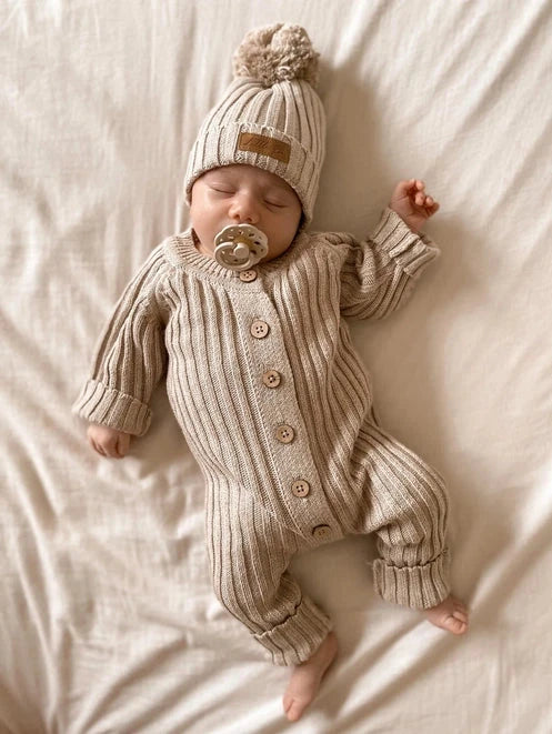 Oak Knitted Ribbed Romper - By Little B's Nursery Little B's Nursery