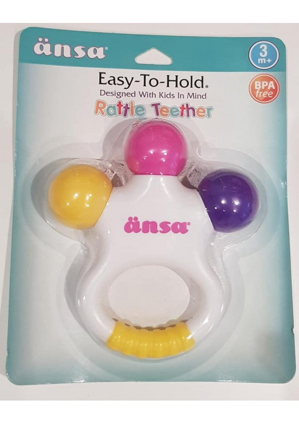 Ansa Pink Rattle Teether - Blanket Babies