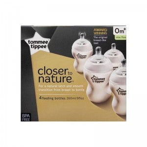 Tommee Tippee Closer to Nature Feeding Bottles 260ml - 4 Pack - Blanket Babies