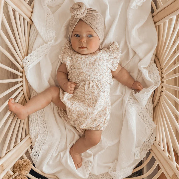 Heirloom Swaddle - Milk with Pearl Lace - Blanket Babies