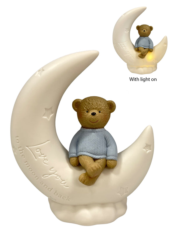 Moon Bear with LED Lights - Blue - Blanket Babies