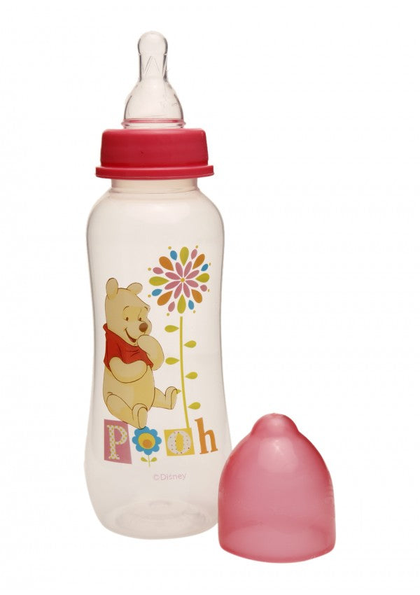 Disney Winnie the Pooh Pink Feeding Bottle + Replacement Teats + FREE Teether - Blanket Babies