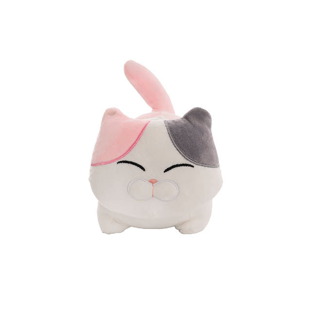 Happy Cat Plush Puff Soft Toy Pink - 22cmHT
