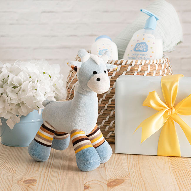 Baby Boy Gift Bundle – Plush Rattle &amp; 2-Pack Romper Set
