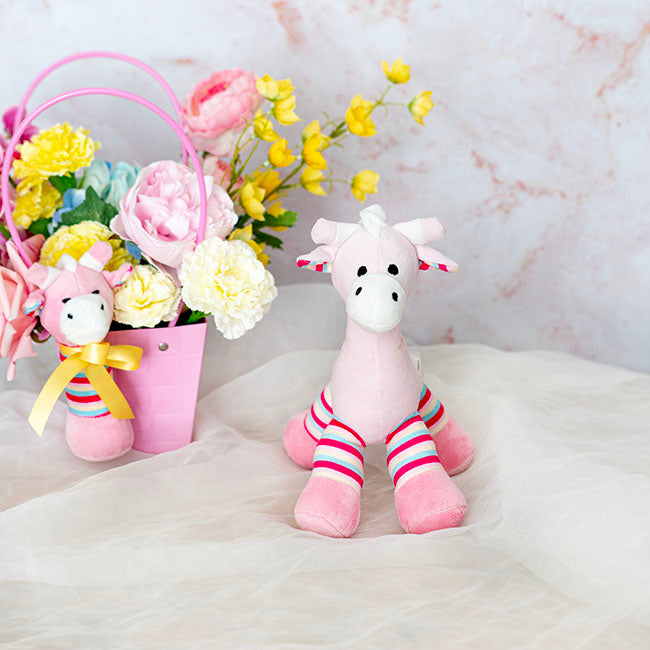 Baby Girl Gift Bundle – Plush Rattle &amp; 2-Pack Romper Set