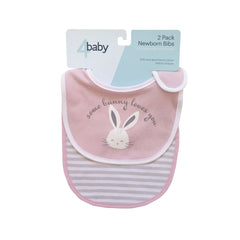 Newborn Some Bunny Loves You Cute Slogan Bib- Pink By 4Baby