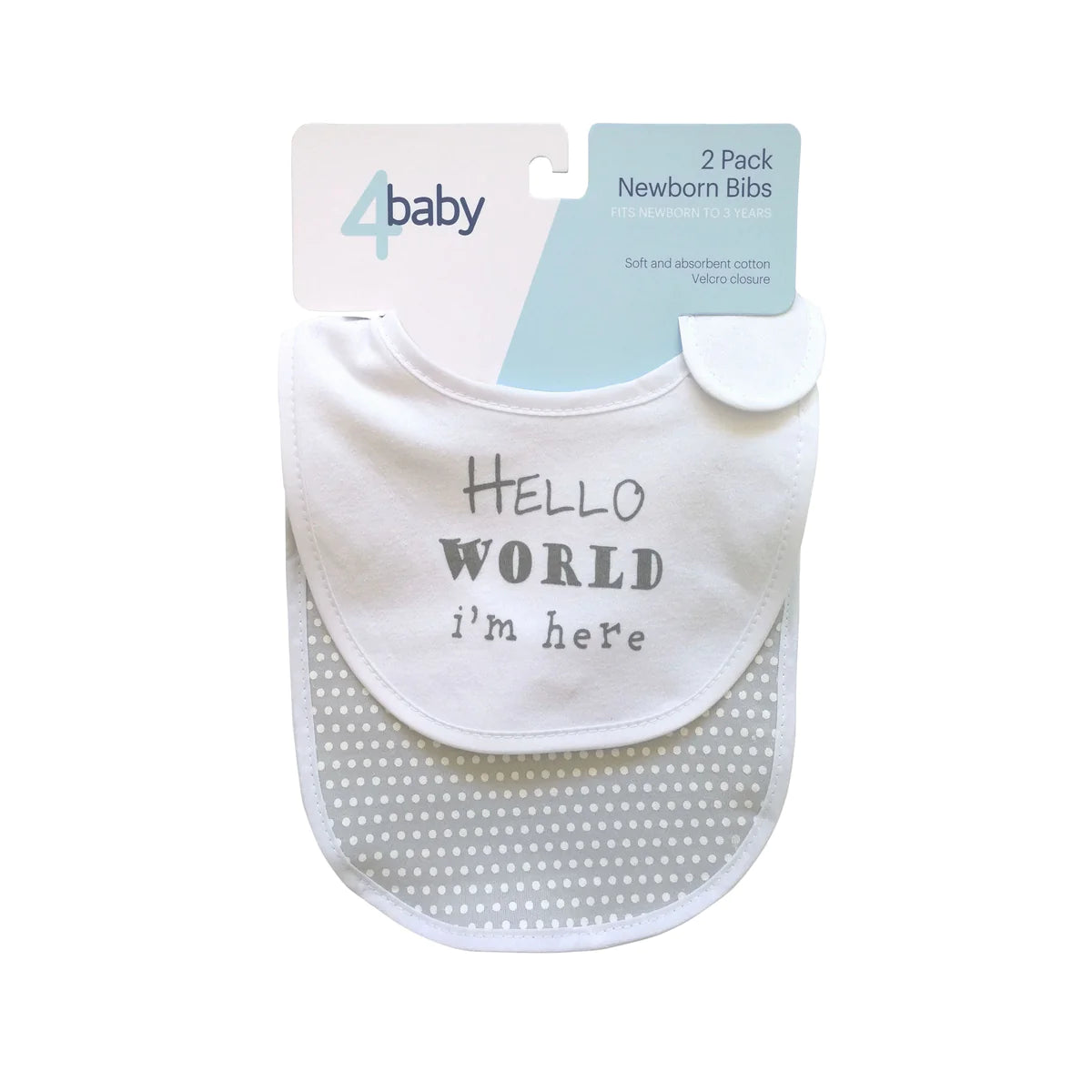 Newborn Hello World Slogan Bib - Neutral By 4Baby