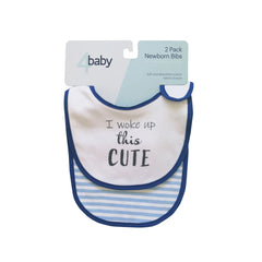 Newborn I Woke Up This Cute Slogan Bib in Blue - By 4Baby