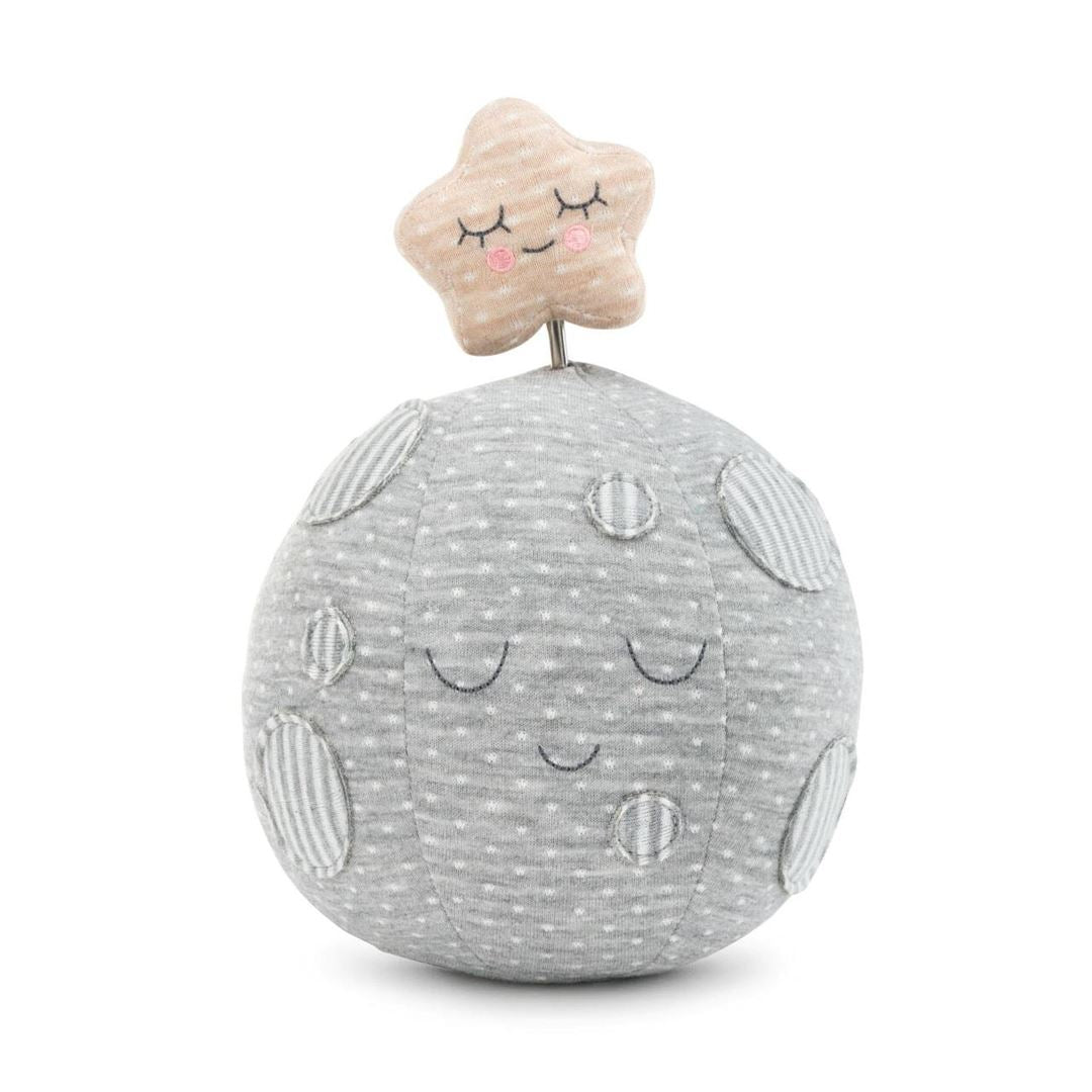 Star and Moon Grey Musical Plush Rattle Toy by Demdaco