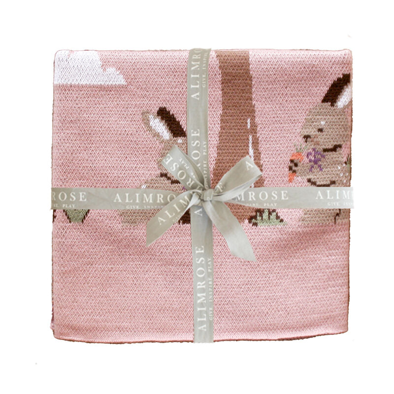 Bunnies Day Out Baby Blanket in Petal Pink - By Alimrose