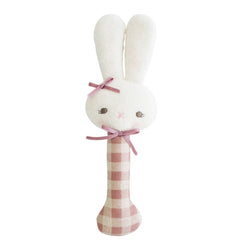 Bunny Stick Rattle Rose Check - Alimrose