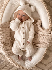 Classic Knit Hoodie Romper - Milk by Little B's Nursery