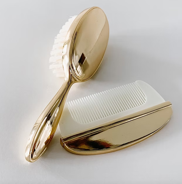 Elegant Gold Plated Brush & Comb Set - By Simply Elegant