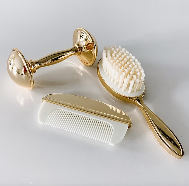 Elegant Gold Plated Brush & Comb Set - By Simply Elegant