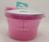 a pink container with a lid