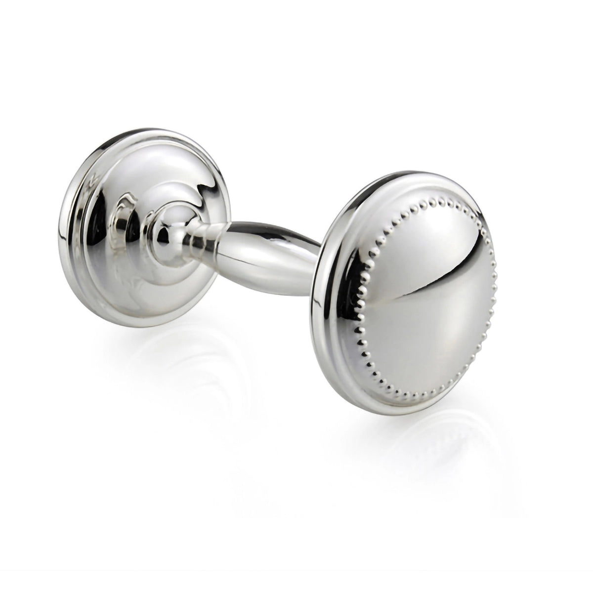 Baby Silver Plated Bead Dumbell Rattle by Whitehill
