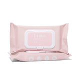 a pink wet wipes on a white background