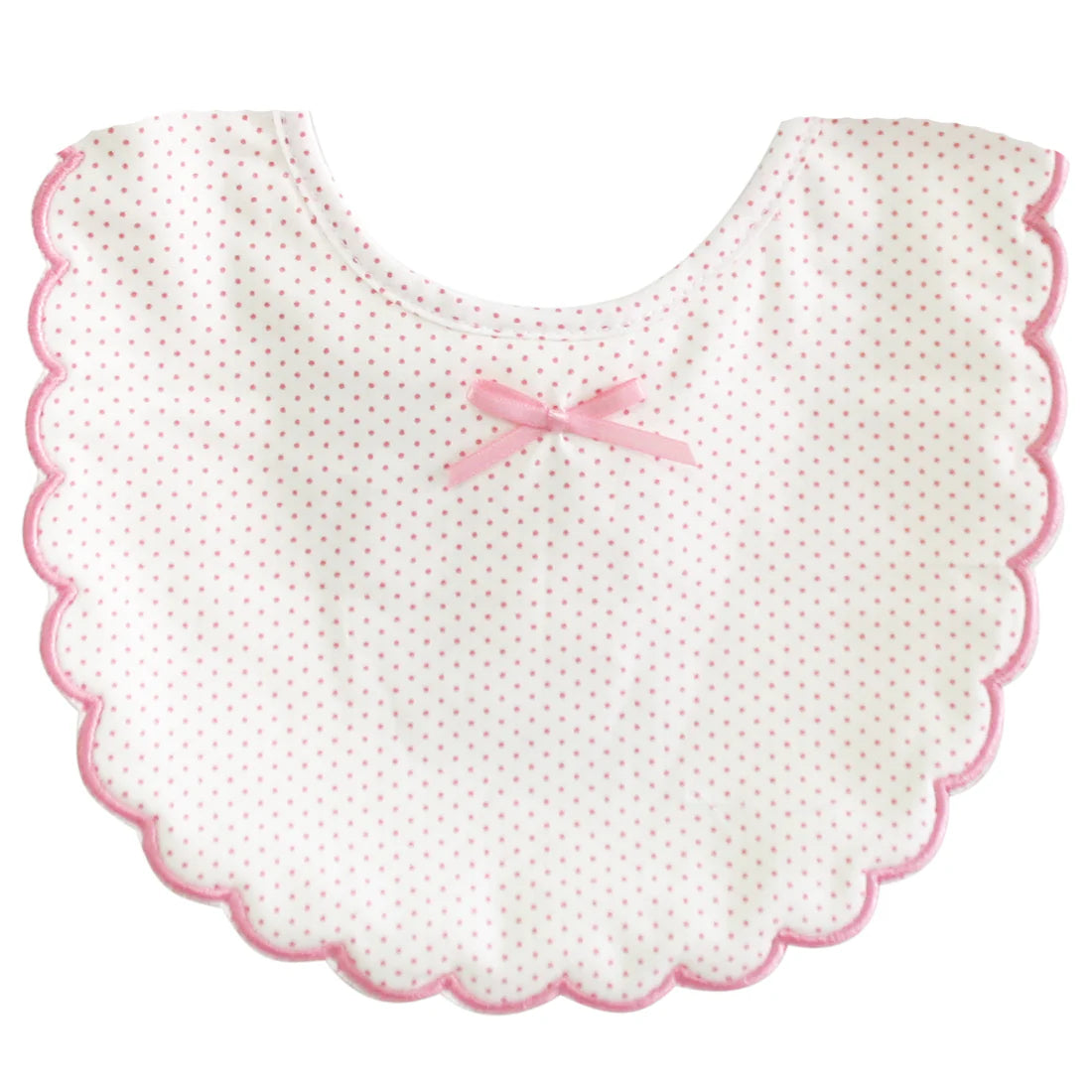 Pre Order: Scallop Edge Bib Ivory with Pink Polka Dot Bib - By Alimrose Arriving (May)
