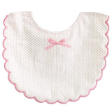 Pre Order: Scallop Edge Bib Ivory with Pink Polka Dot Bib - By Alimrose Arriving (May)