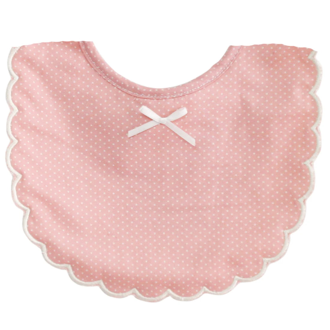 Pre Order: Scallop Edge Bib Pink with Ivory Polka Dot Bib - By Alimrose Arriving May)