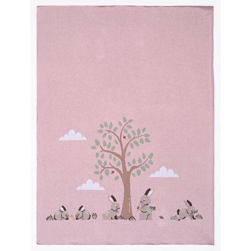 Bunnies Day Out Baby Blanket in Petal Pink - By Alimrose