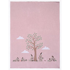 Bunnies Day Out Baby Blanket in Petal Pink - By Alimrose