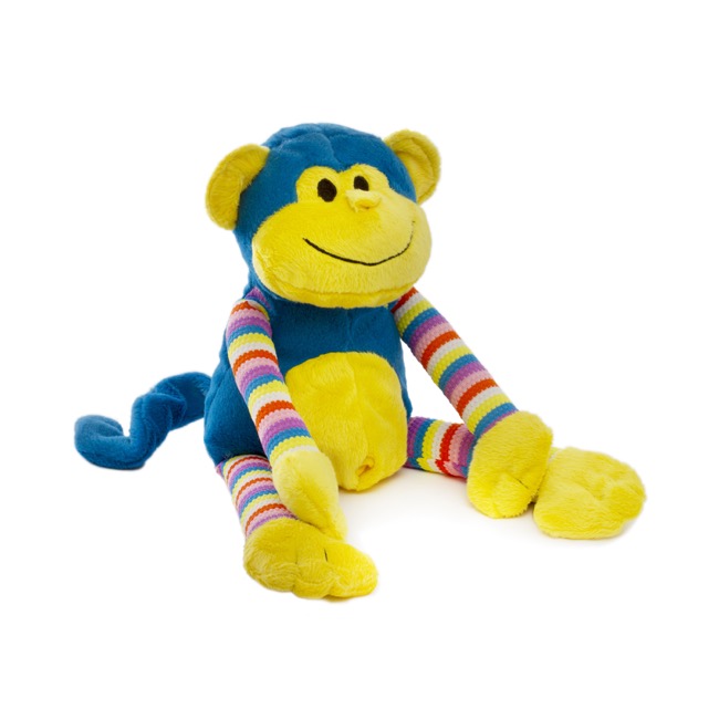 Milo Monkey Bright Striped Blue - Blanket Babies