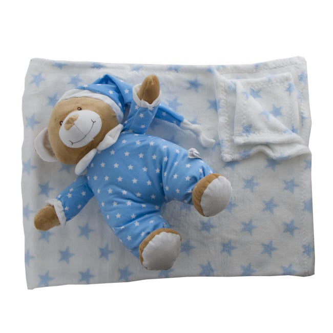 Starbright Teddy Bear Gift Pack Bear and Blanket Blue - Blanket Babies