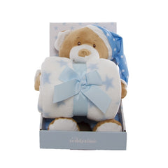 Starbright Teddy Bear Gift Pack Bear and Blanket Blue - Blanket Babies