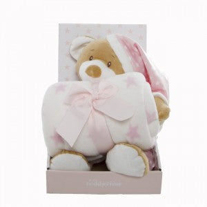 Starbright Teddy Bear Gift Pack Bear and Blanket Pink - Blanket Babies