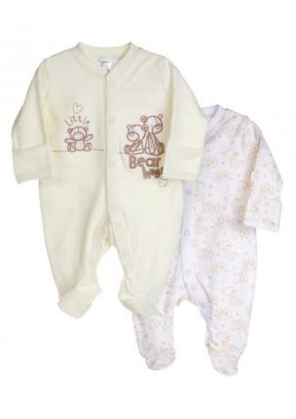 Little Bear Hugs 2 Piece Long Sleeve Cotton Romper - Blanket Babies