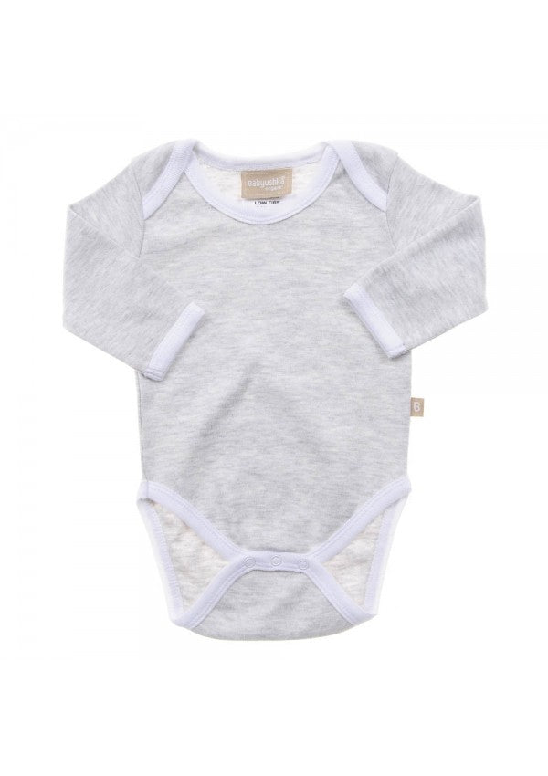 Babyushka Organic Essentials Long Sleeve Marl Grey Romper - Blanket Babies