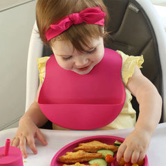 Pink Soft Silicone Bib for Baby & Toddler by Bright Berry - Blanket Babies