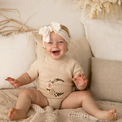 Embroidered Organic Knit Romper - Mani - Blanket Babies