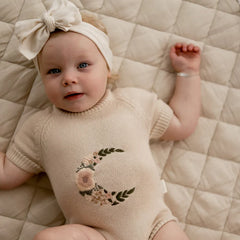 Embroidered Organic Knit Romper - Mani - Blanket Babies