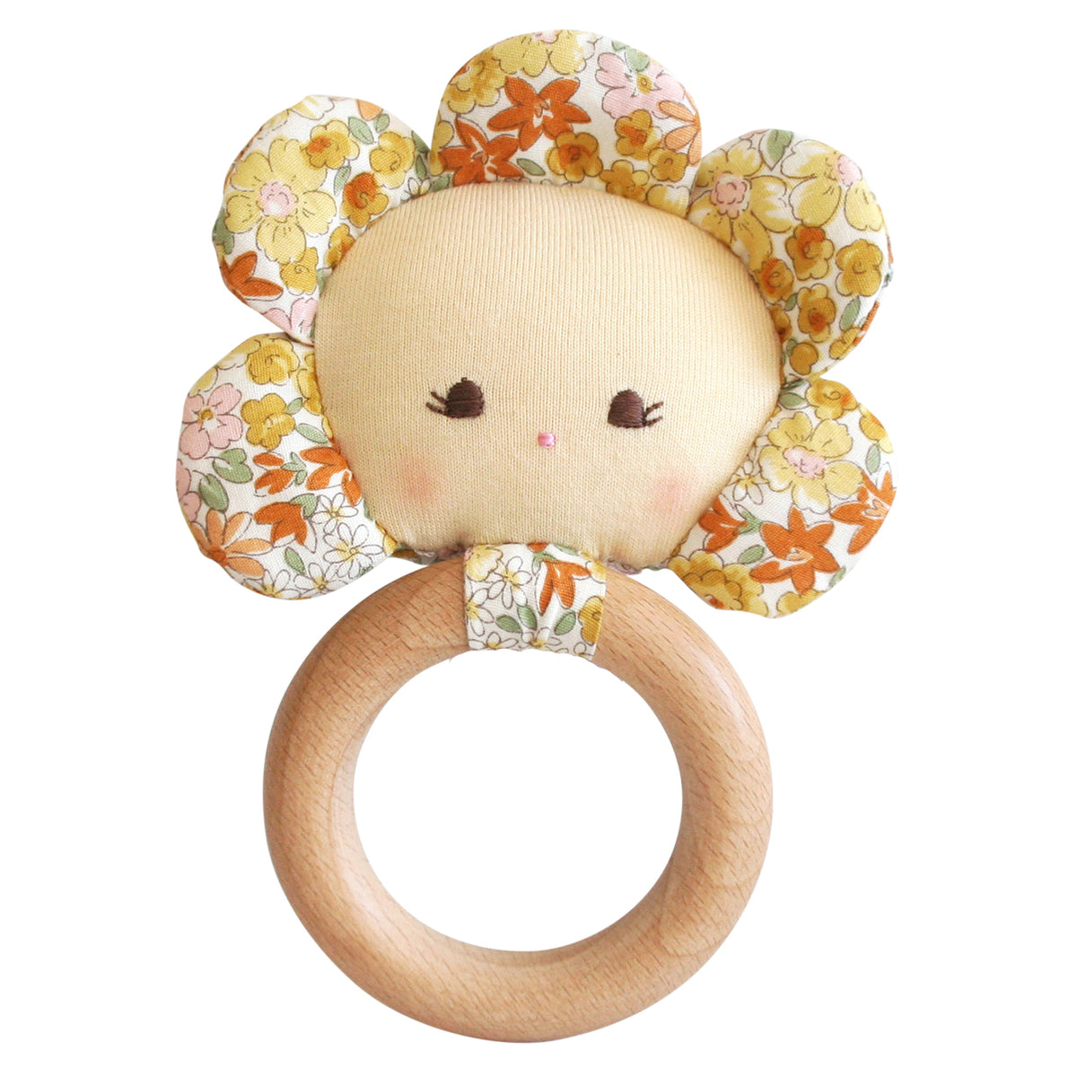 Flower Baby Teether Rattle Sweet Marigold by Alimrose - Blanket Babies