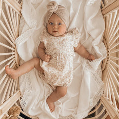 Heirloom Swaddle - Milk with Pearl Lace - Blanket Babies