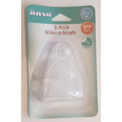 Ansa 2 Pack Silicone Nipple - 0m+ - Blanket Babies