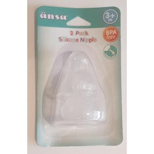 Ansa 2 Pack Silicone Nipple - 3m+ - Blanket Babies