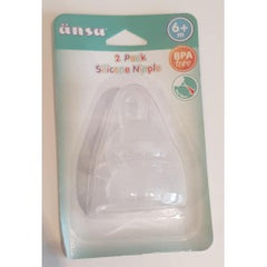 Ansa 2 Pack Silicone Nipple - 6m+ - Blanket Babies