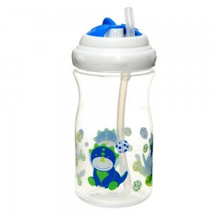 Swivel Lid Blue Dino Sippy Cup with Straw by Baby Wonder - Blanket Babies